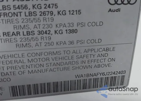 2018 Audi Q5 из США, поврежденный, VIN WA1BNAFY6J2242403